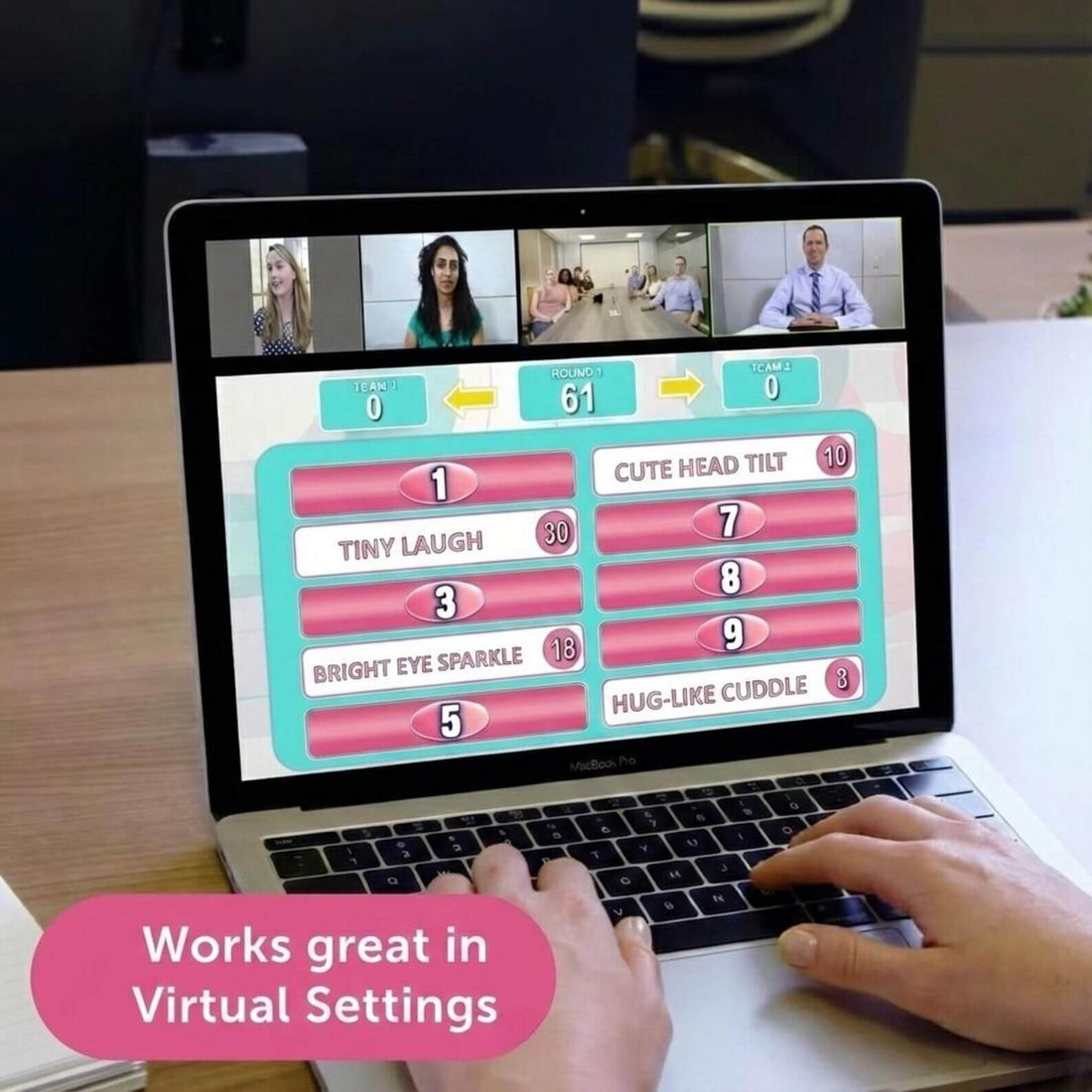 Baby Shower Feud answer board used in a virtual group game