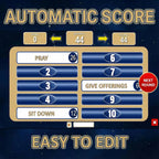 Automatic score and answer board from the Bible Edition survey-style PowerPoint game