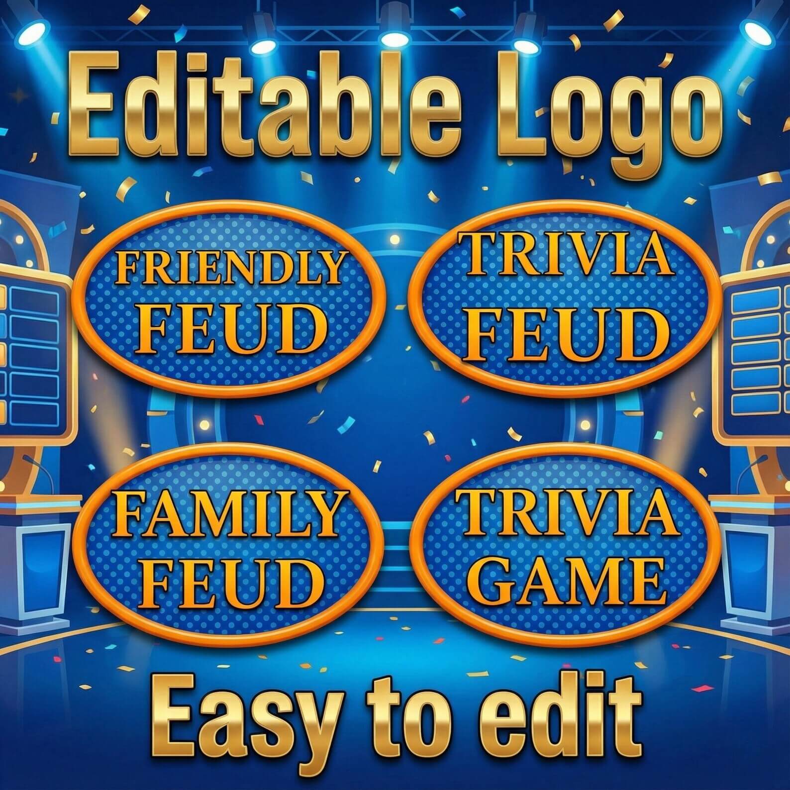 Fast Money Feud Template | Party Game with Automatic Score | Editable Feud Quiz Game | Friendly Feud Style | Feud Family Game