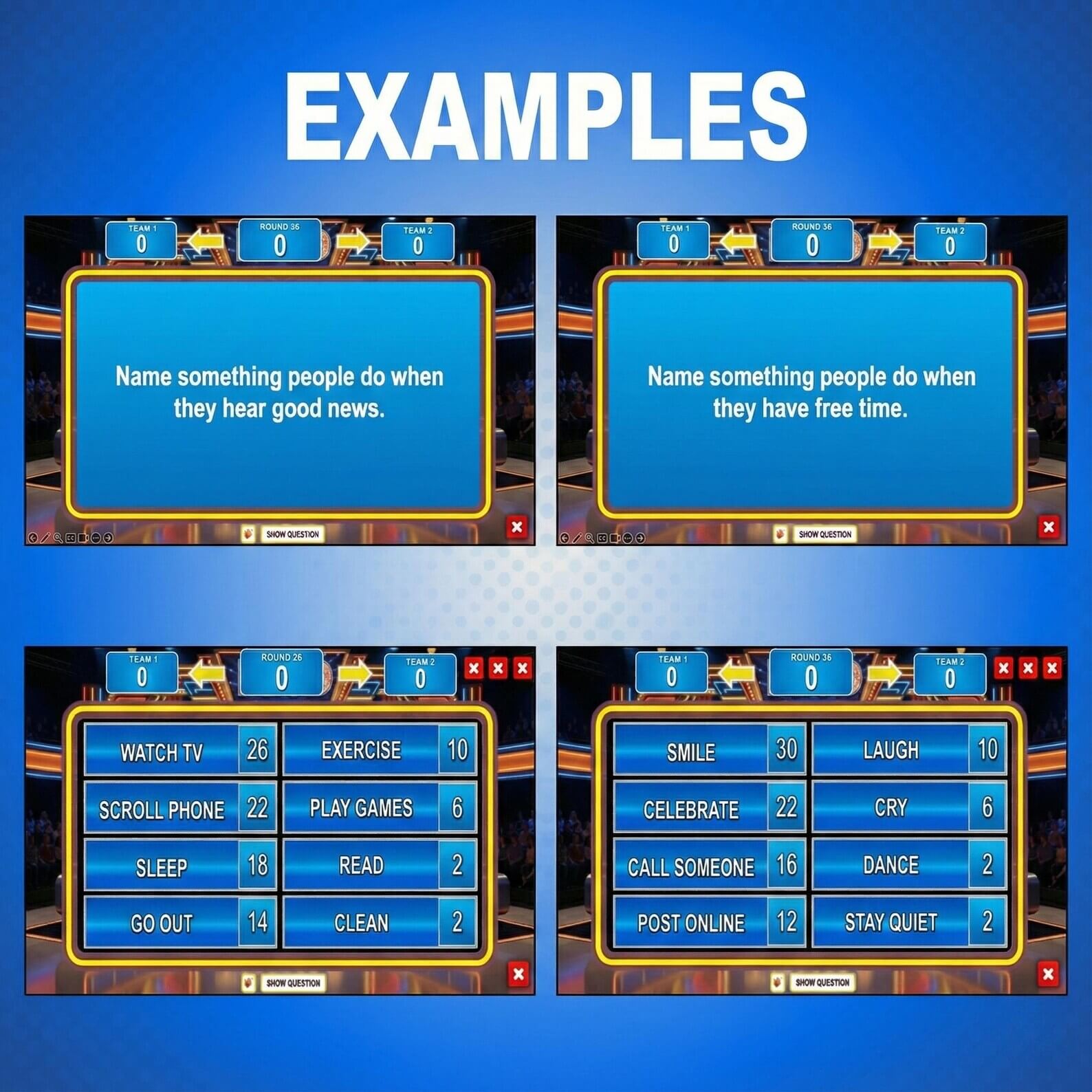 Friendly Feud Template | Party Games for Adults | Family Game Night | Trivia Night | Party Game | Powerpoint Game | Editable Powerpoint
