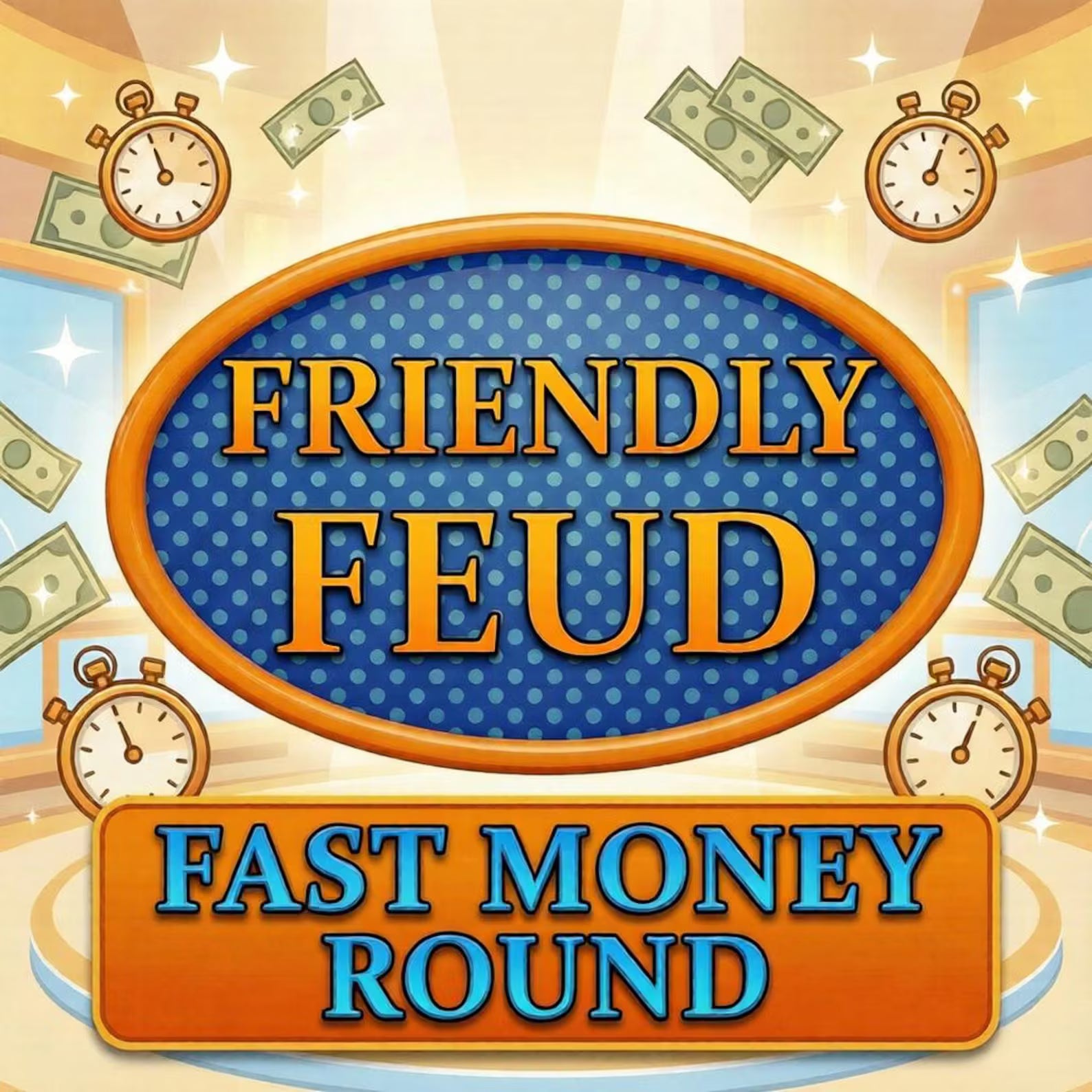 Fast Money Feud Template | Party Game with Automatic Score | Editable Feud Quiz Game | Friendly Feud Style | Feud Family Game
