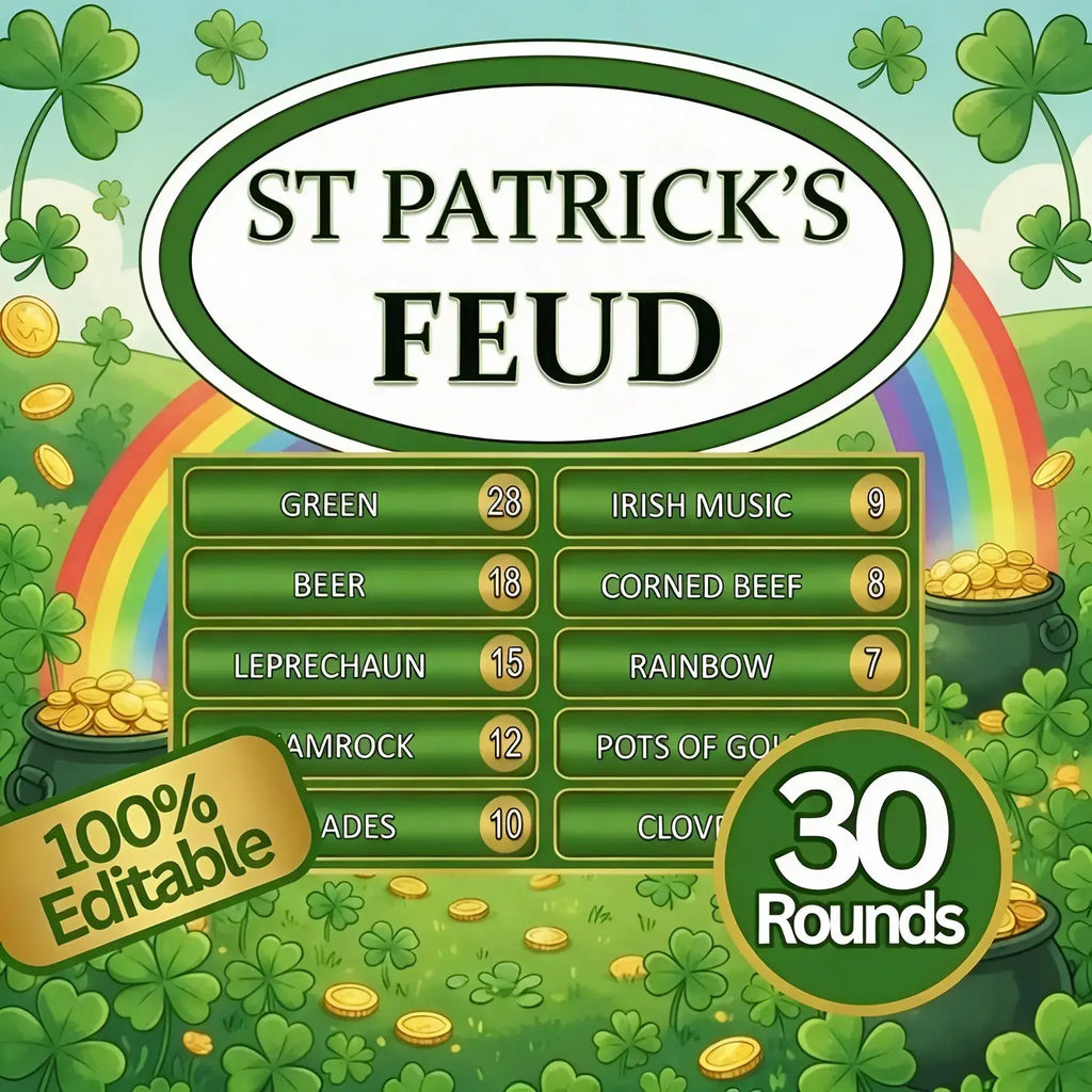 St. Patrick's Day Feud Game | St. Patrick's Day Friendly Feud-Style Questions | Funny St. Patrick's Day Party Games | Office Party