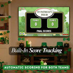 St. Patrick's Day Feud final score screen displayed on a television