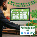 Player using the St. Patrick's Day Feud answer board on a laptop
