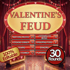 Valentine's Day Feud game cover with an editable template badge and 30 rounds