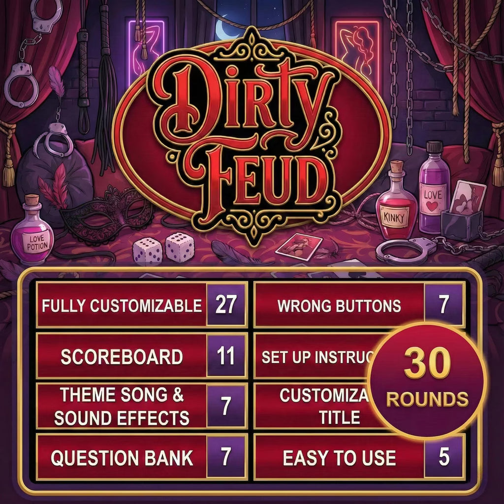 Valentine Dirty Feud | Adults Only Game | Dirty Feud Trivia | Trivia Night | Party Game | Powerpoint Game Editable | Friendly Feud