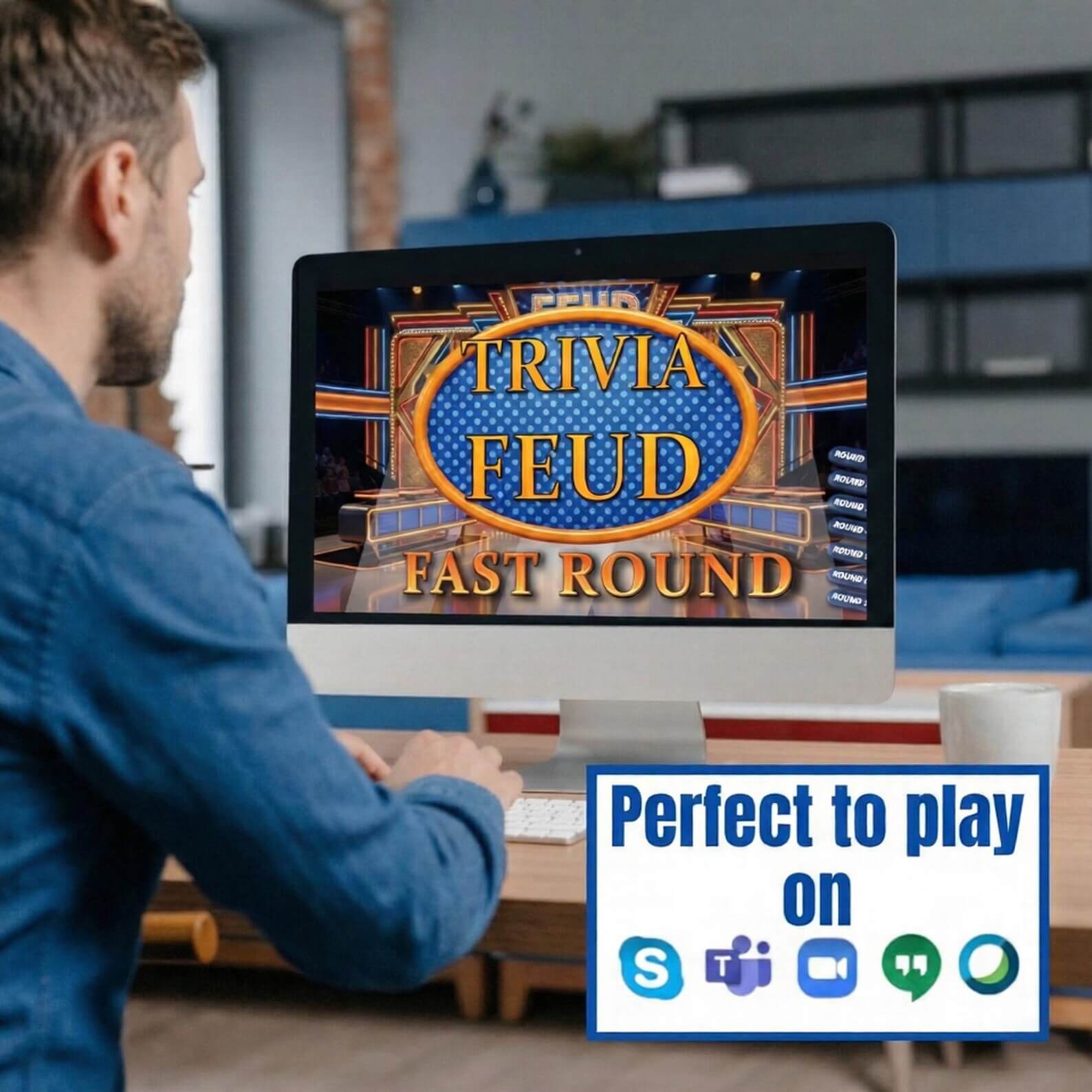 Fast Money Feud Template | Party Game with Automatic Score | Editable Feud Quiz Game | Friendly Feud Style | Feud Family Game