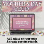 Laptop showing an editable Mother's Day Feud survey question