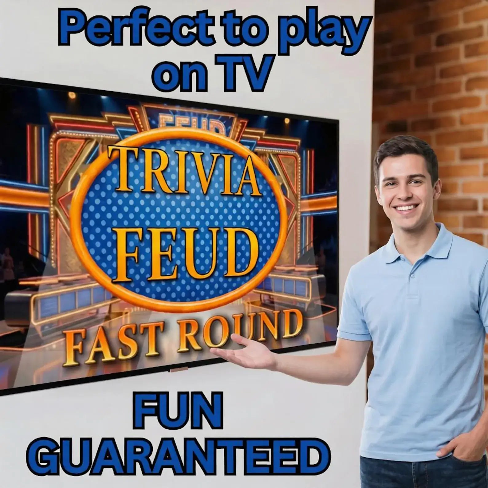Fast Money Feud Template | Party Game with Automatic Score | Editable Feud Quiz Game | Friendly Feud Style | Feud Family Game