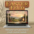 Laptop showing an editable Easter Feud survey question