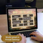 Player using the Easter Feud answer board on a laptop