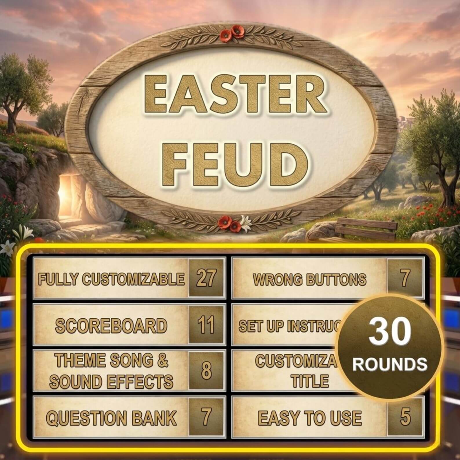 Friendly Feud Easter Edition Party Game | Easter Family Feud Style Game | Easter Game Night | PowerPoint Trivia Game for Adults