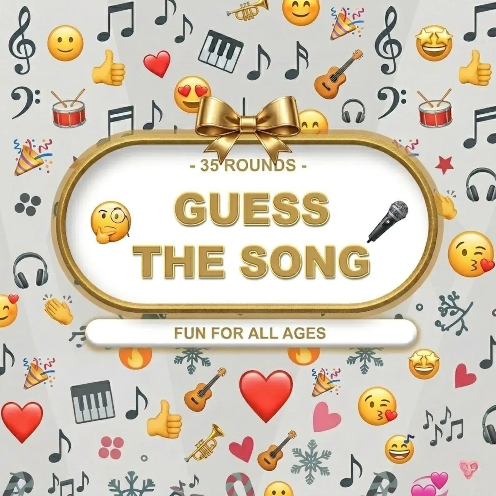 Guess The Song Emoji Game | Music Trivia Party Game | PowerPoint Game Night | Emoji Song Quiz | Printable Party Game | Name That Song Emoji