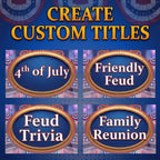 Four editable patriotic title examples for a 4th of July survey-style game