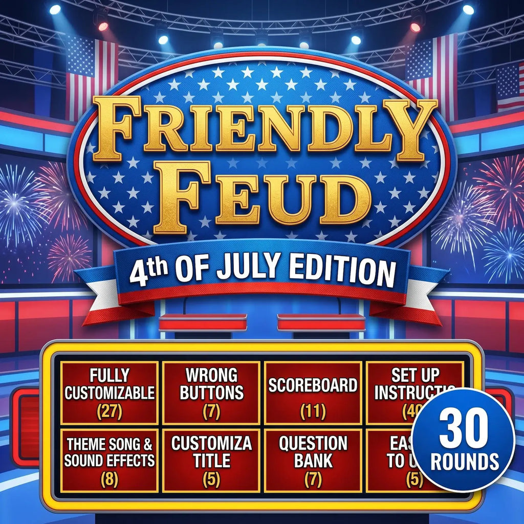 4th of July Friendly Feud Game, 4th July Trivia, Independence Day Feud Game, 4th of July Party Game, Friendly Feud Game Night Powerpoint