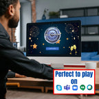 Player using the Millionaire-style PowerPoint game on a laptop
