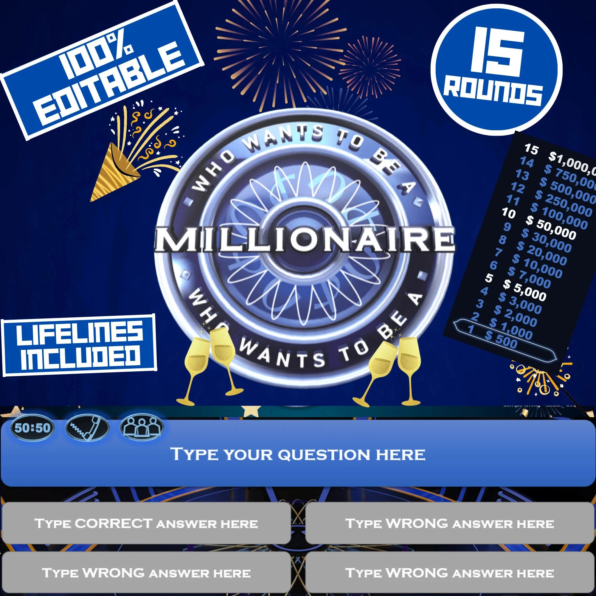Who Wants to be a Millionaire Game: Customizable PowerPoint Template