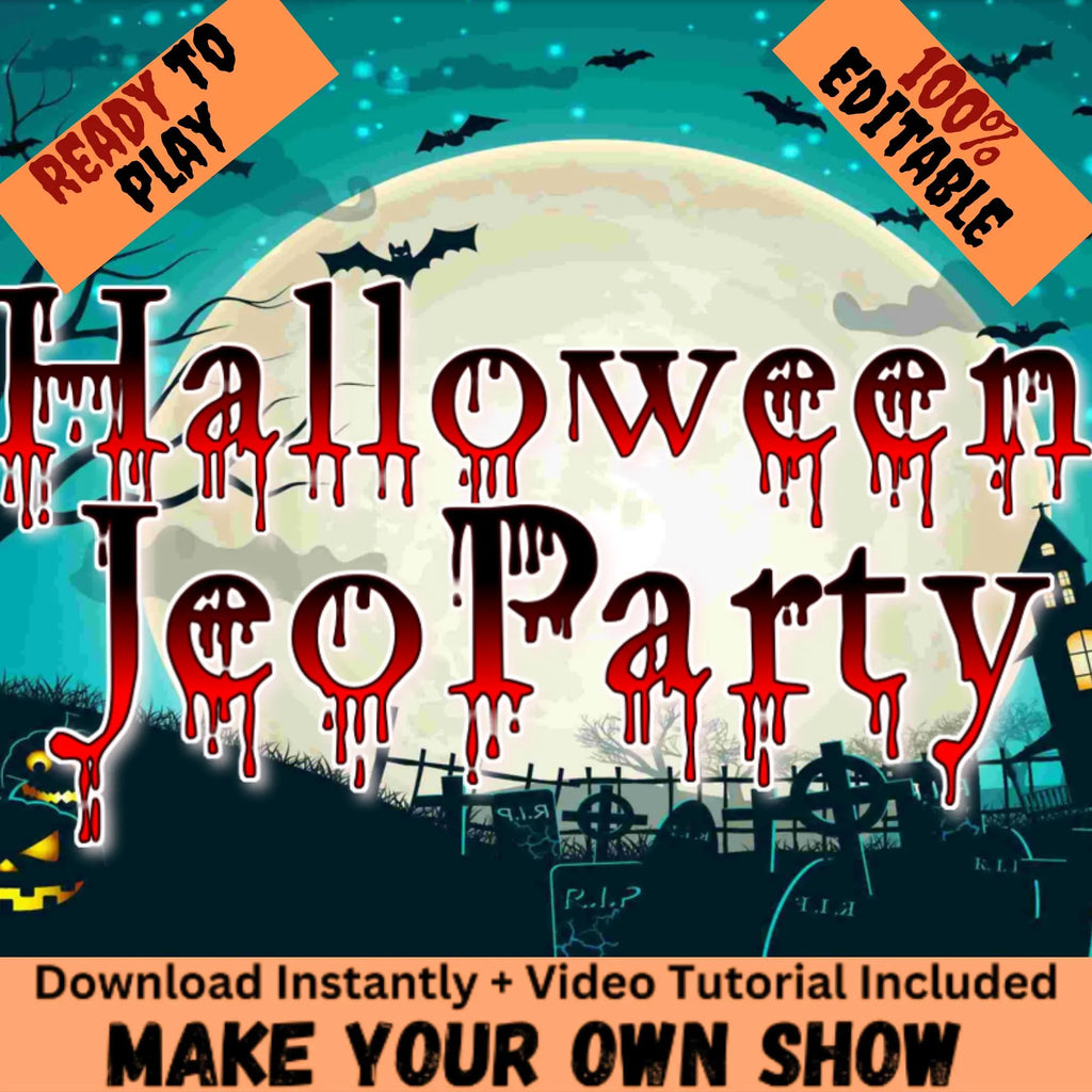 Halloween Jeoparty Powerpoint Game | Editable Halloween Jeopardy Game | Games for Halloween | Zoom Games | Halloween Games for Zoom