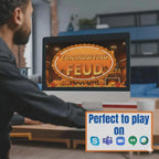 Player using the Thanksgiving Feud PowerPoint game on a laptop