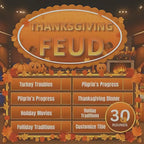 Gameplay preview video for Thanksgiving Family Feud Game, showing the downloadable PowerPoint game in use