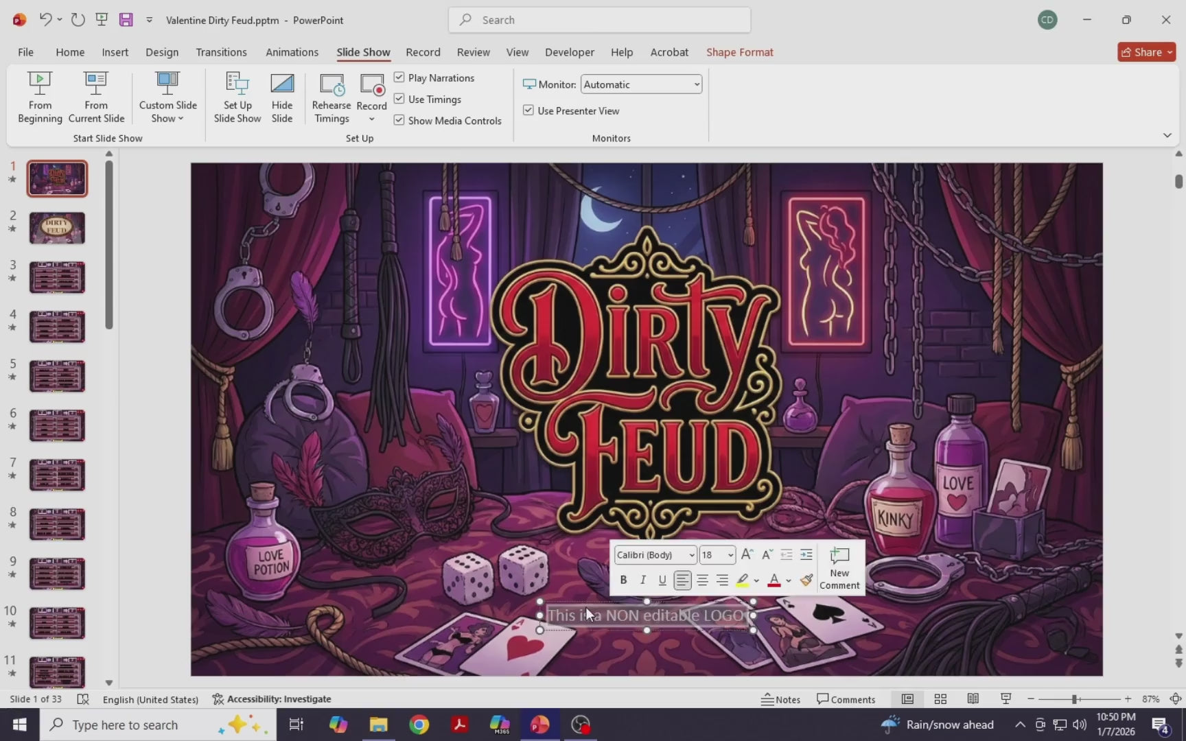 Valentine Dirty Feud | Adults Only Game | Dirty Feud Trivia | Trivia Night | Party Game | Powerpoint Game Editable | Friendly Feud